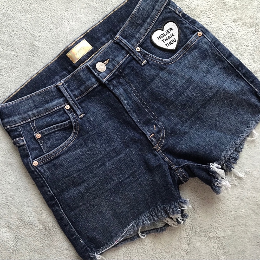 MOTHER The Charmer Fray Patch Shorts Girl Crush 24